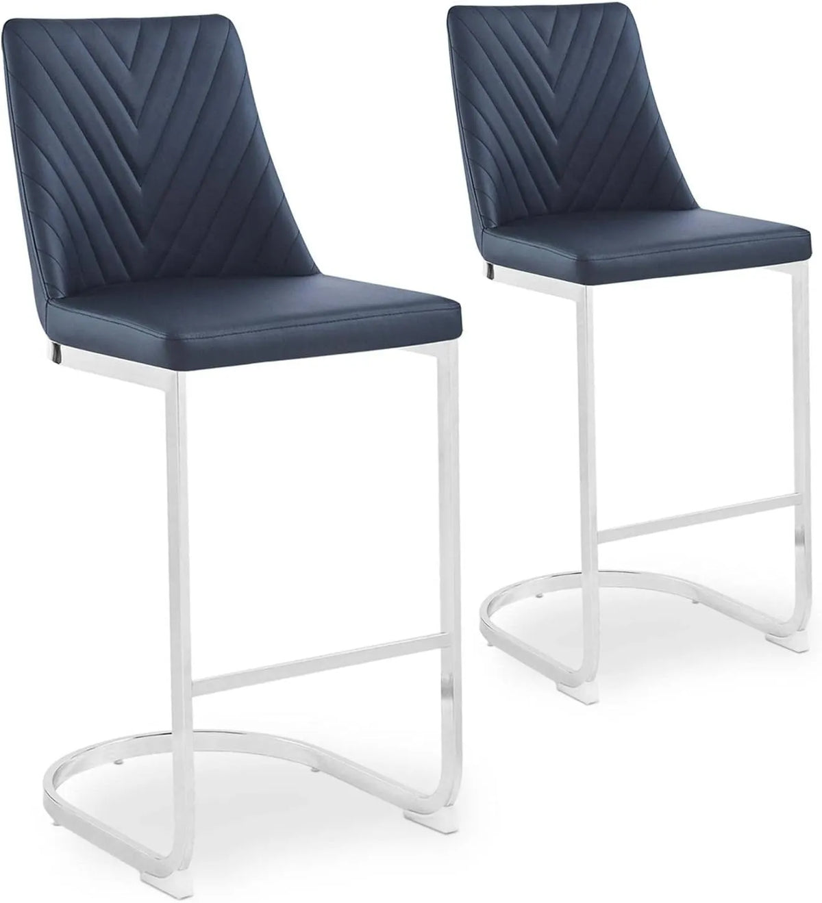 Ensemble de 2 Tabourets de Bar Élégants en Similicuir Noir Mistigri