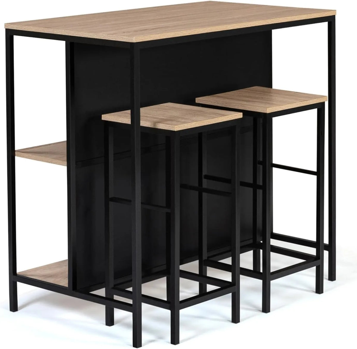 Set de Table Haute Détroit et Deux Tabourets Style Industriel