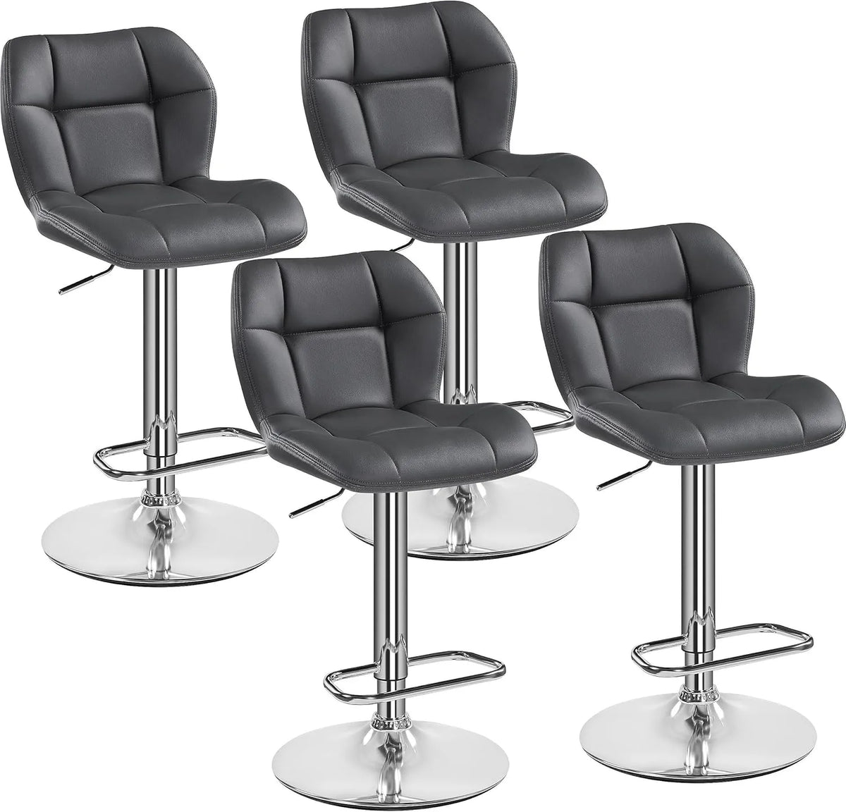 Tabourets de Bar Réglables en Similicuir Gris - Lot de 4, Confort Moderne, Capacité 136 kg