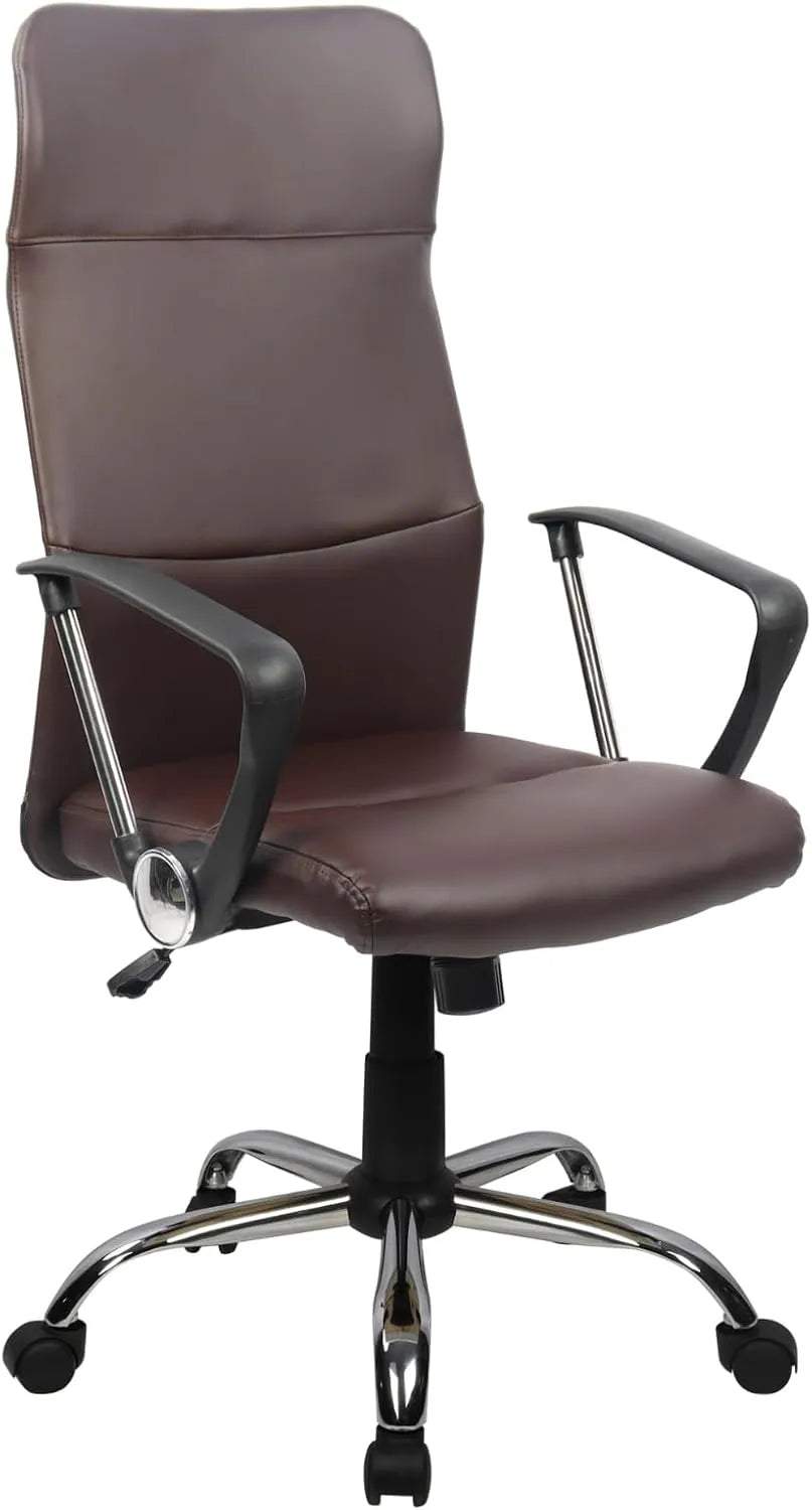 Chaise de Bureau Ergonomique SVITA Aiko avec Accoudoirs, Hauteur Ajustable et Dossier Haut, Marron