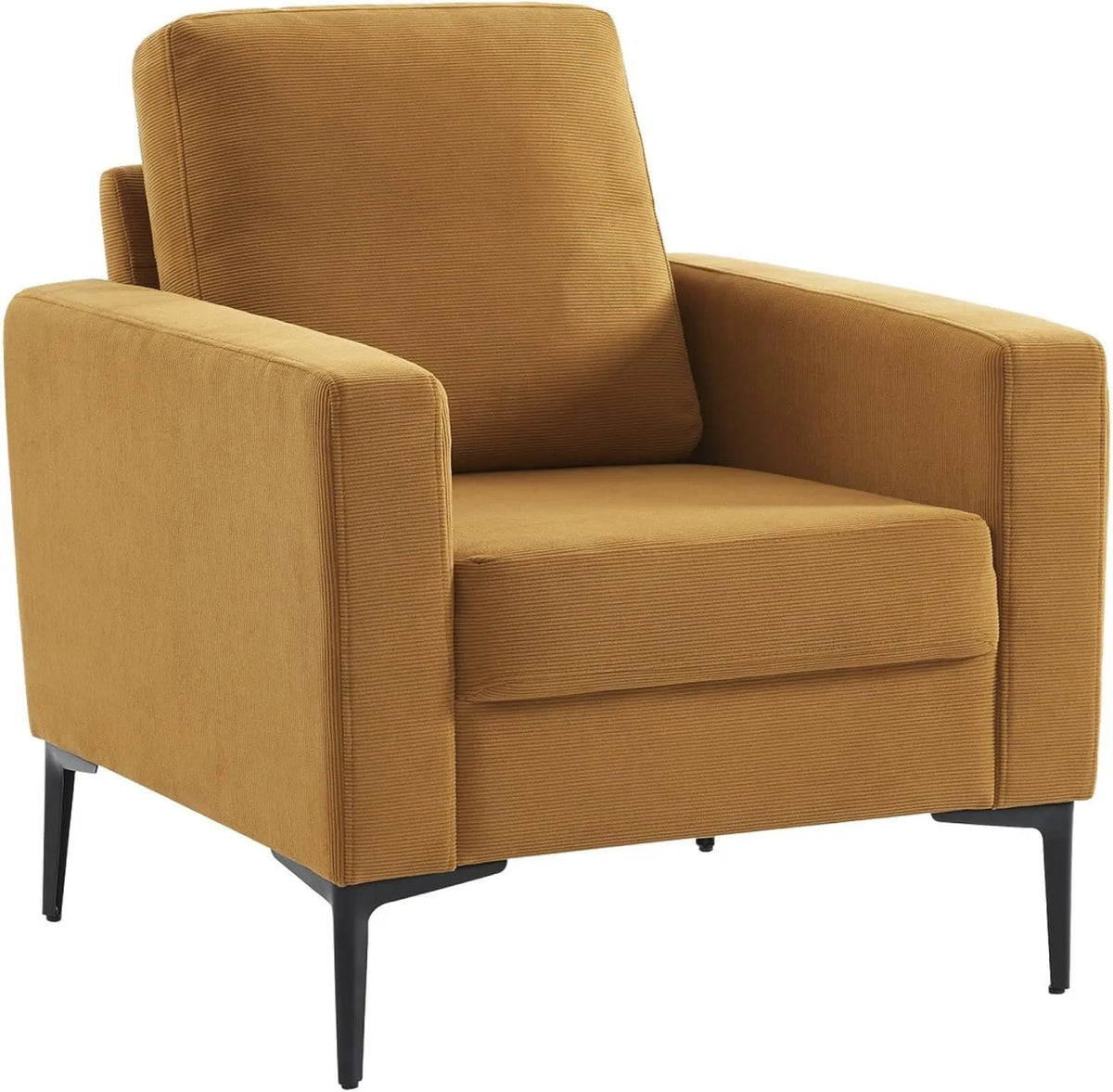 Sweeek - Fauteuil en Velours Ocre avec Pieds en Métal - Modèle Bjorn - 1 Place