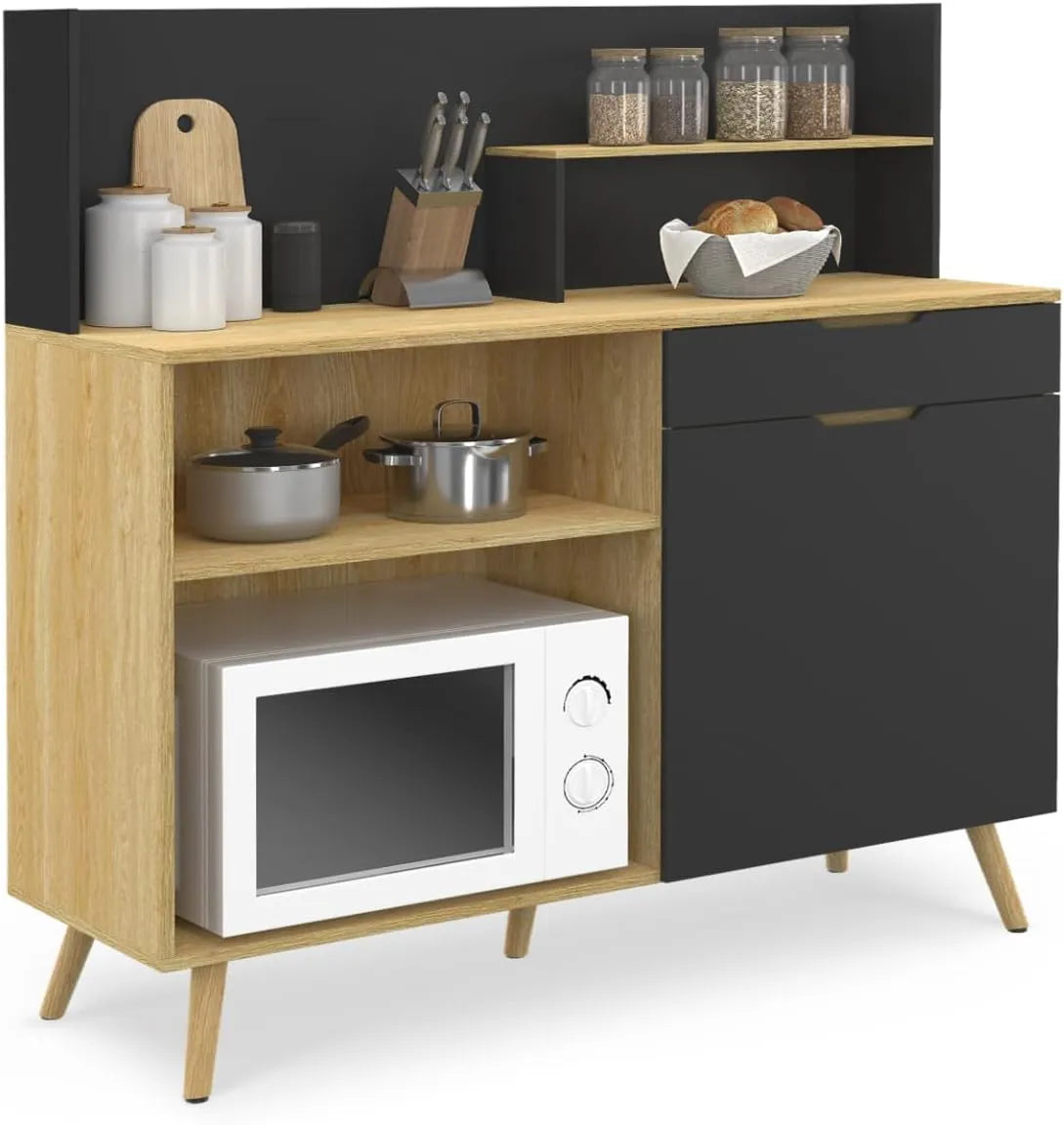 Meuble Bas de Cuisine Olaf 120 CM avec Plan de Travail, Porte et Tiroir