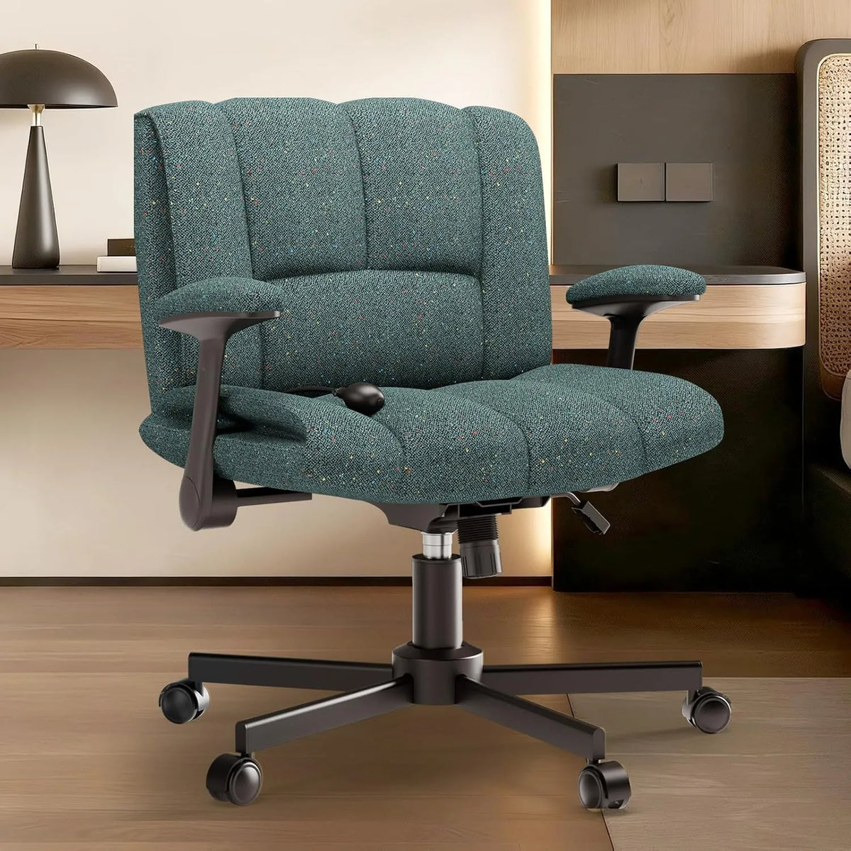 Chaise de Bureau Ergonomique en Tissu Vert avec Accoudoirs, Réglable et Pivotante