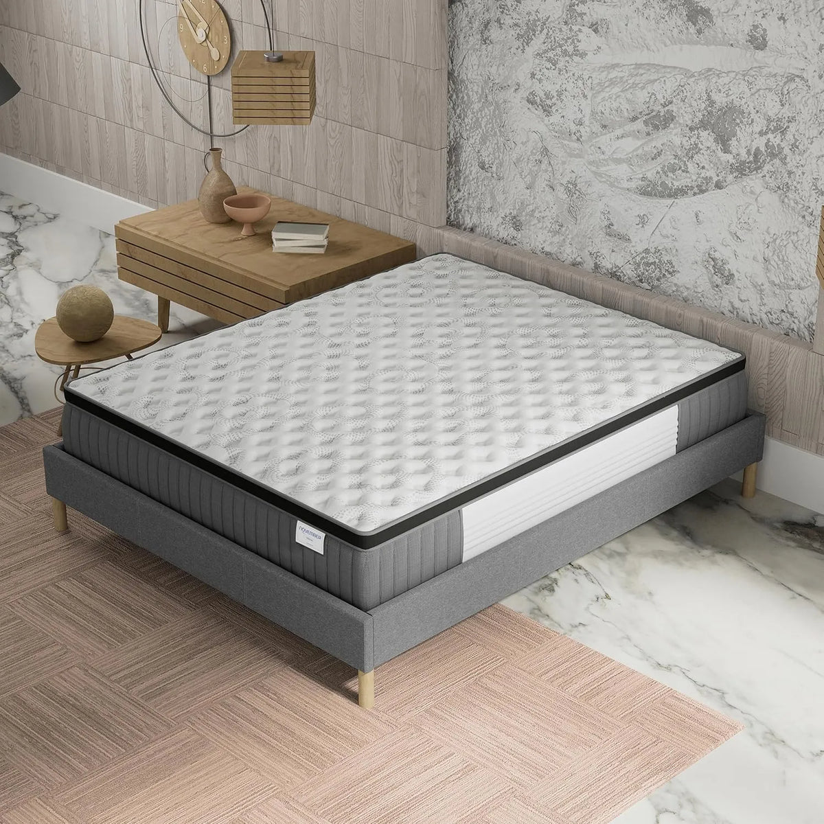 Matelas Hybride 140x200 cm Épaisseur 30 cm - Ressorts Ensachés et Mousse à Mémoire - Label SANITIZED