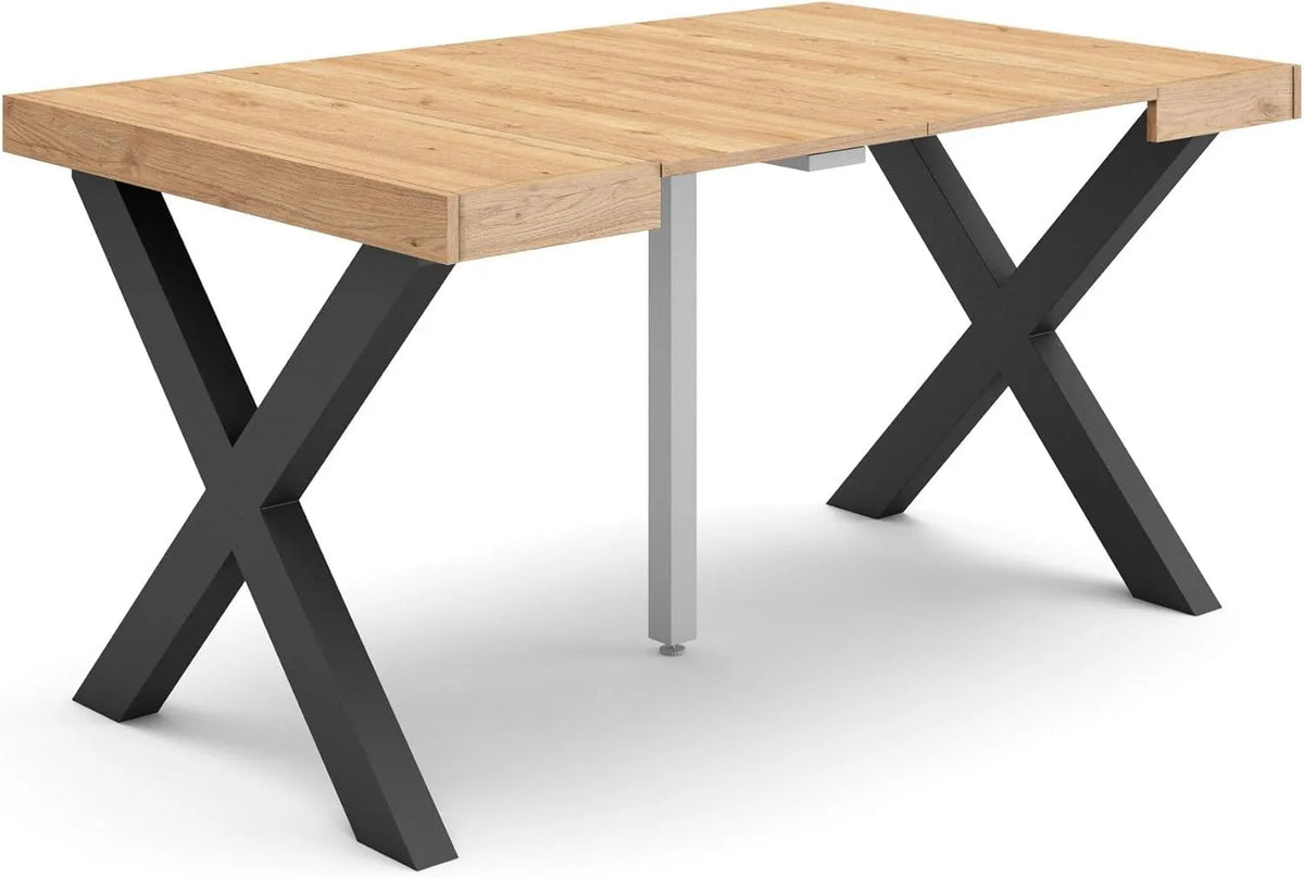 Console Élargissable Moderne en Chêne pour 6 Personnes avec Pieds en Bois Massif