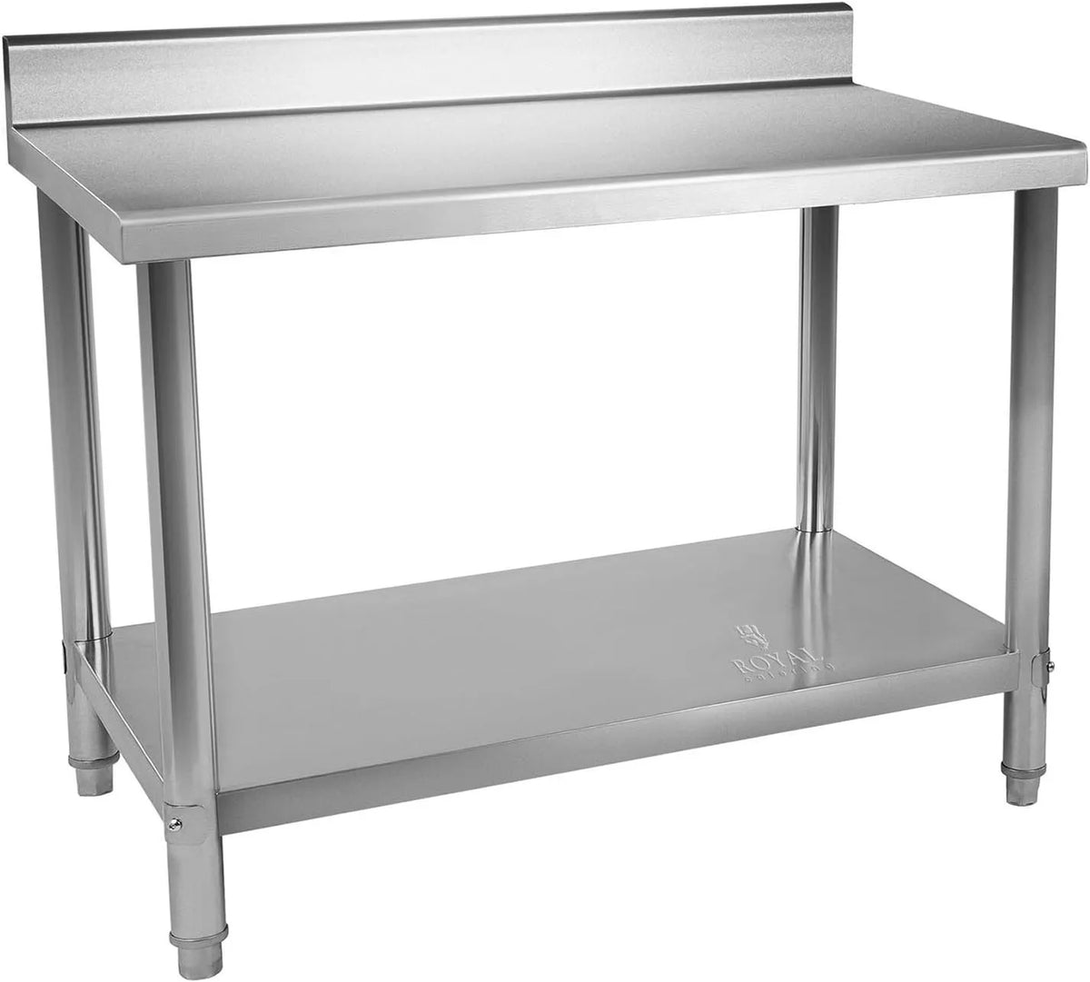 Table de Travail en Acier Inoxydable avec Étagère, 120x60 cm, Capacité 250 kg