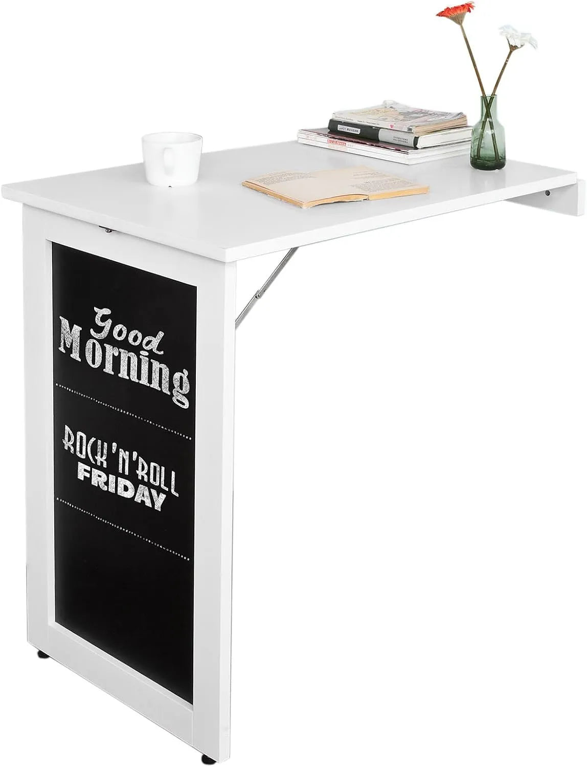 Table Murale Pliable avec Tableau Mémo pour Cuisine et Bureau - Blanc
