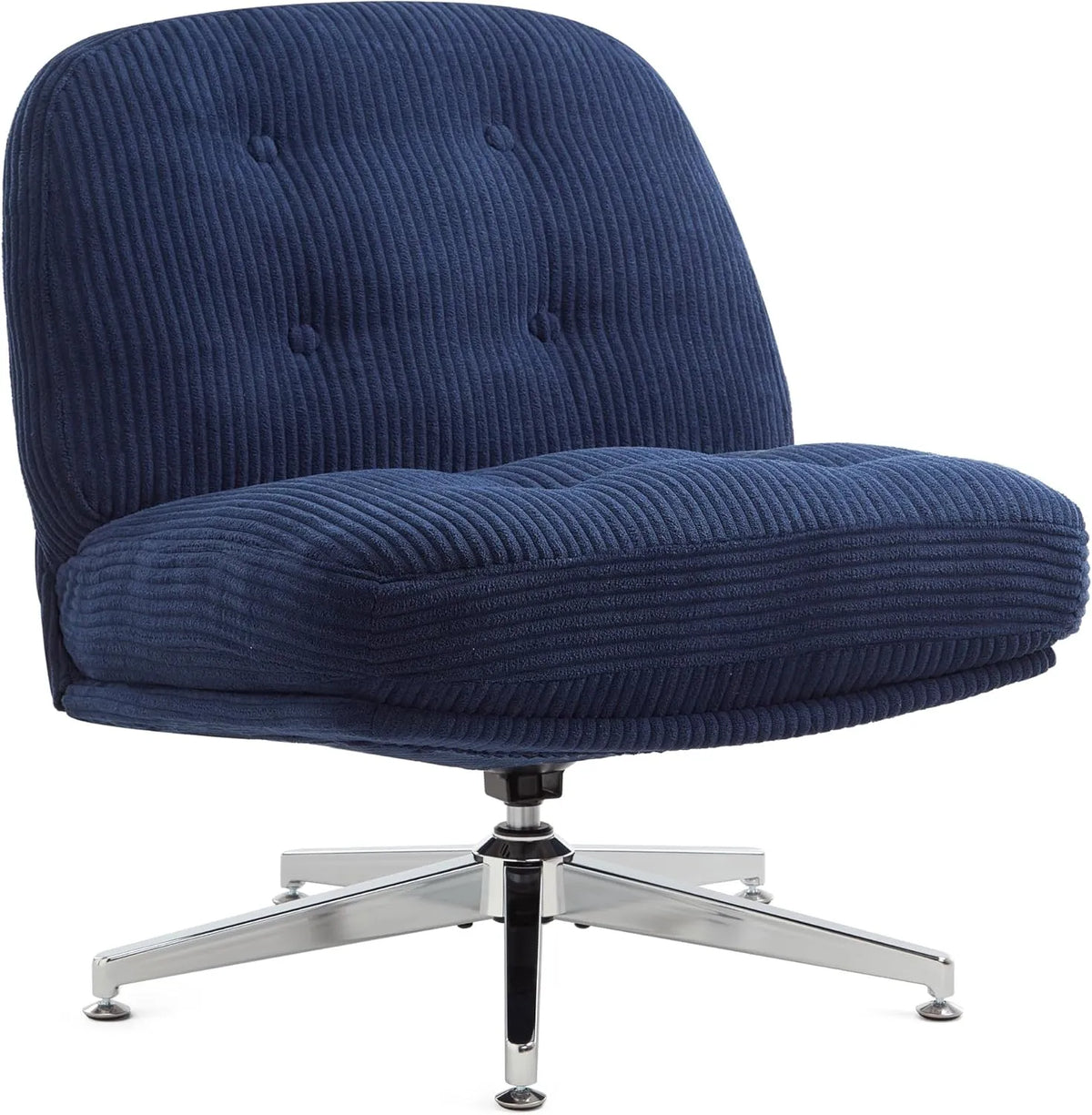 Chaise Pivotante IWMH en Velours Côtelé sans Accoudoirs, Pieds Croisés Fixes, pour Salon et Chambre