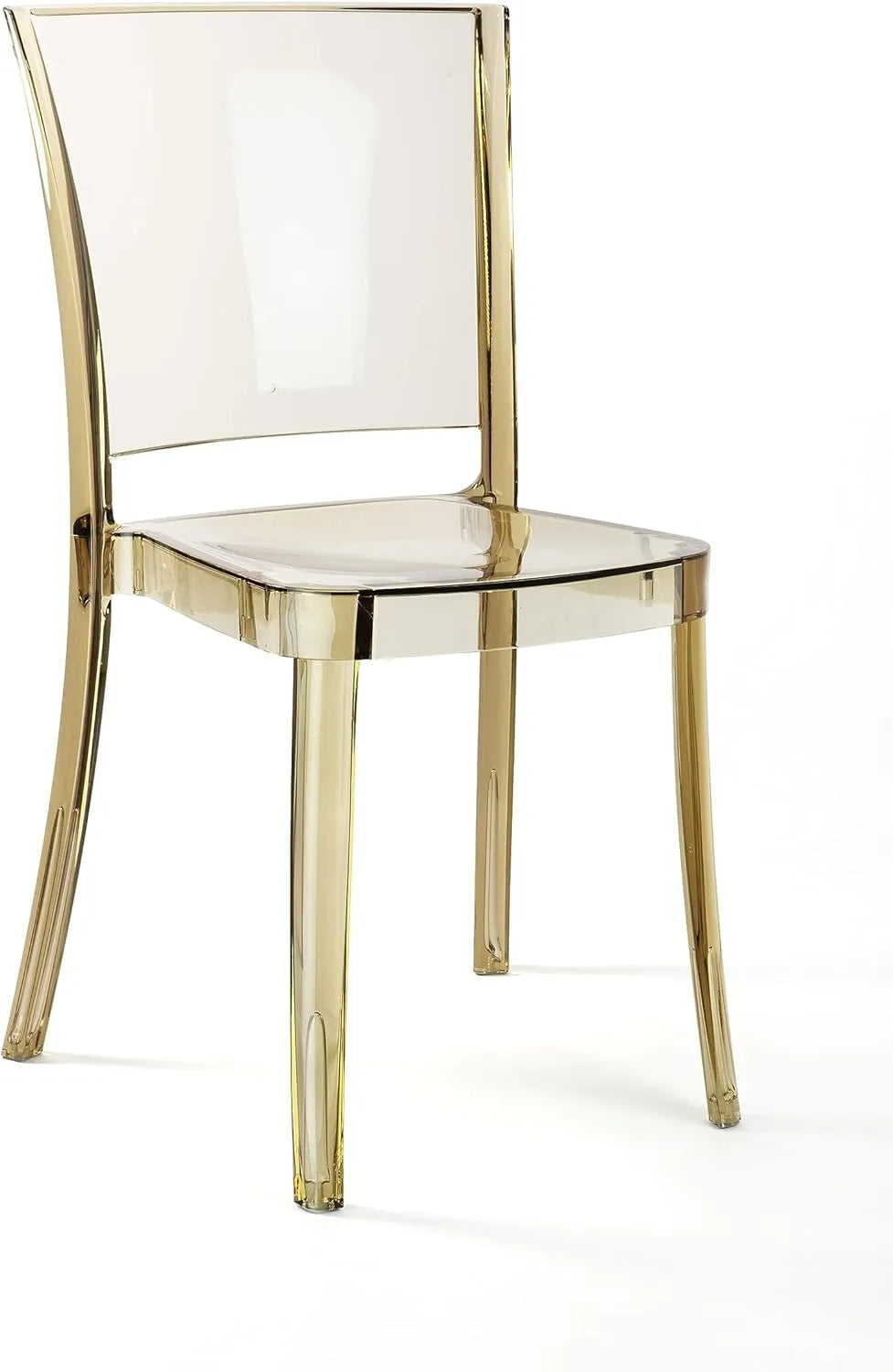 Ensemble de 4 Chaises Lucienne Transparente en Polycarbonate Ambre Design Contemporain