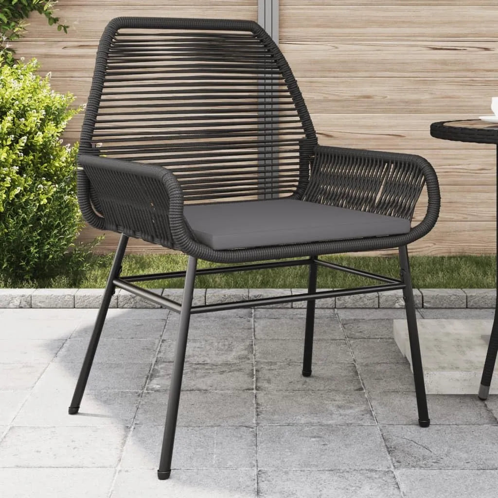 Ensemble de 2 chaises d'extérieur en résine tressée avec coussins noirs