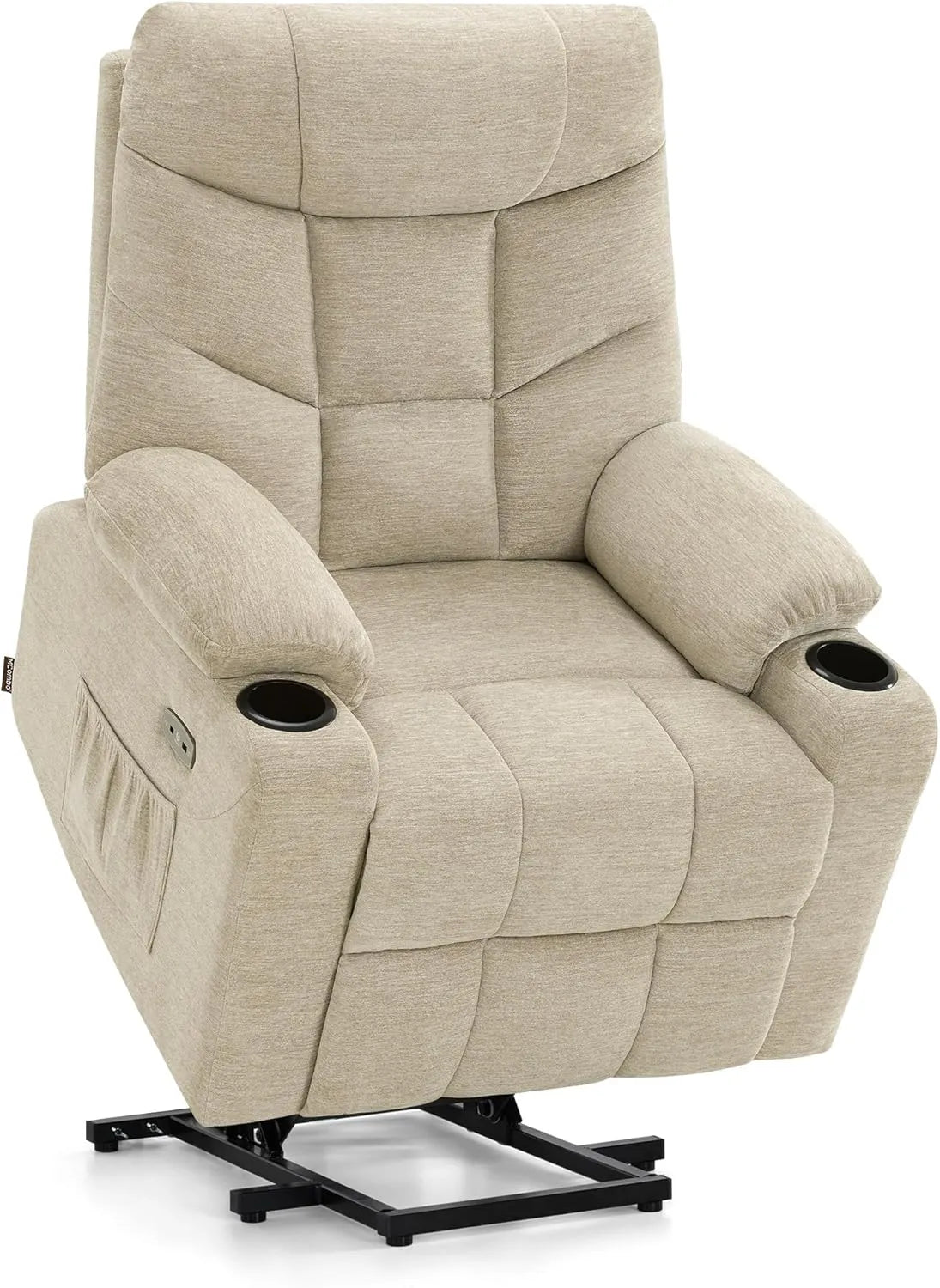 Fauteuil Relax Électrique avec Inclinable et Port USB, Tissu Beige