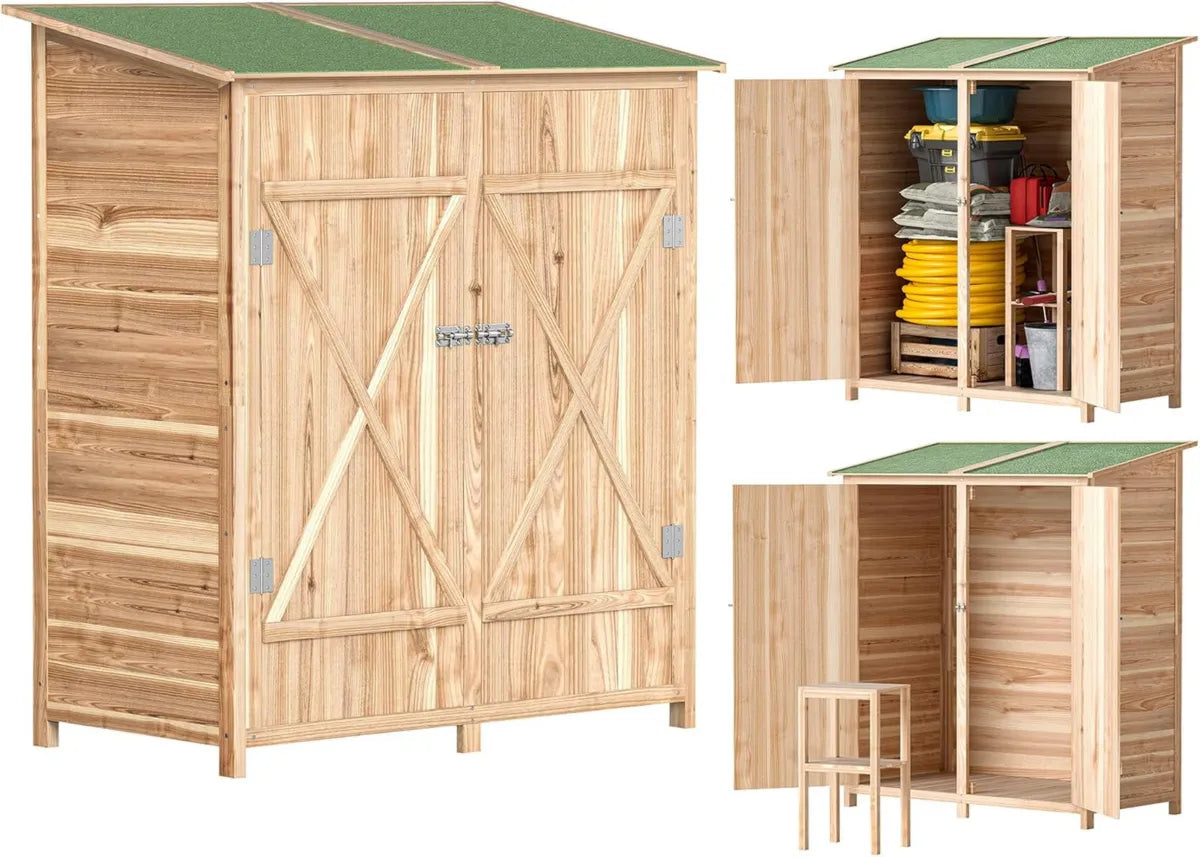 Abri de Jardin Outsunny avec Armoire à Outils, Toit Imperméable et Portes Verrouillables
