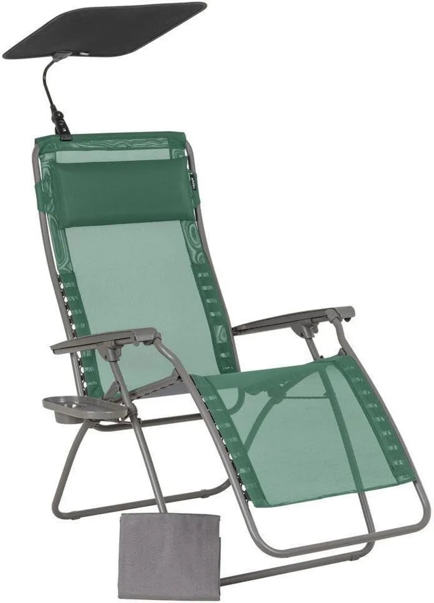 Ensemble Relax Lafuma avec Fauteuil et Accessoires - Fabrication Française - Garantie 5 Ans - Vert Résistant aux UV et Intempéries, Entretien Facile