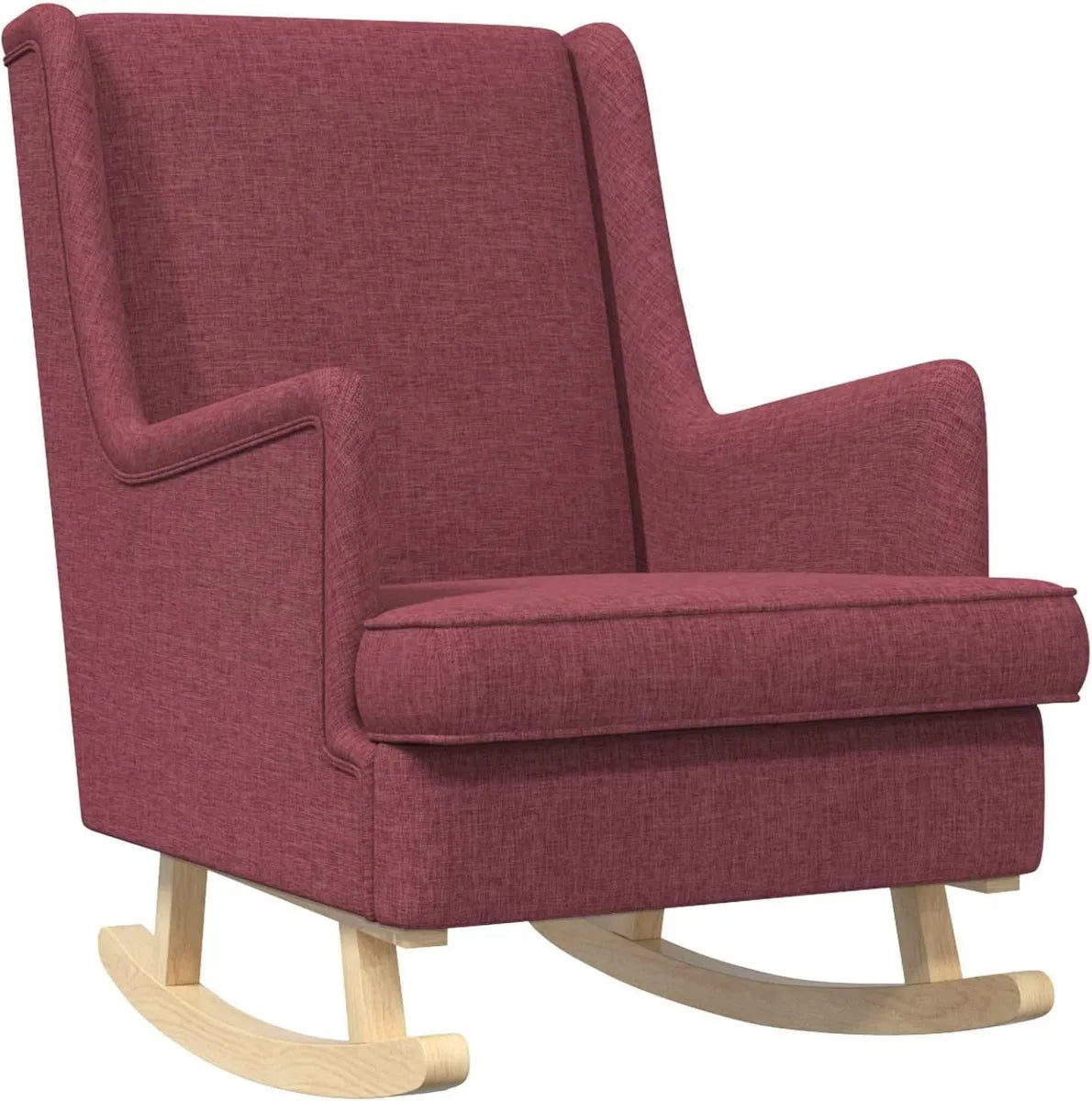 Chaise à bascule en tissu rouge vin avec accoudoirs et rembourrage - 62 x 80 x 85 cm - Balancement doux sur patins en bois