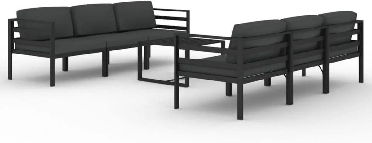 Ensemble de Salon de Jardin 7 pièces avec Coussins en Aluminium Anthracite