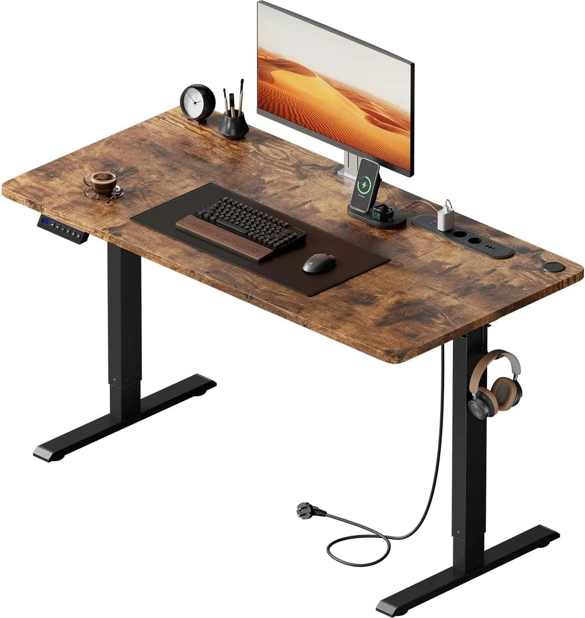 Bureau et table informatique: avec port USB, 120 × 60 cm, marron