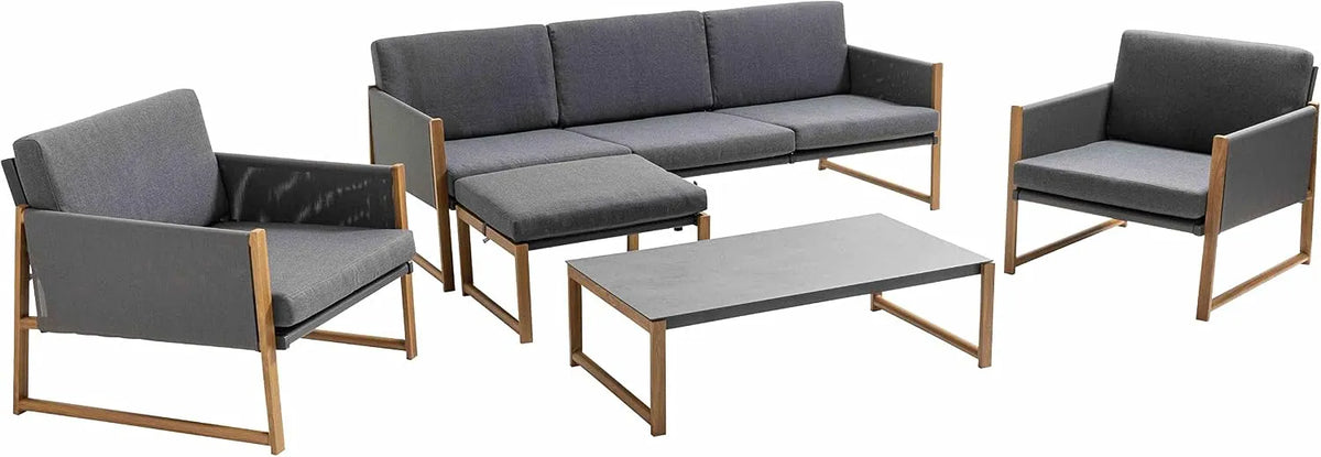 Salon de jardin et ensemble lounge: en aluminium, 5 Places, gris