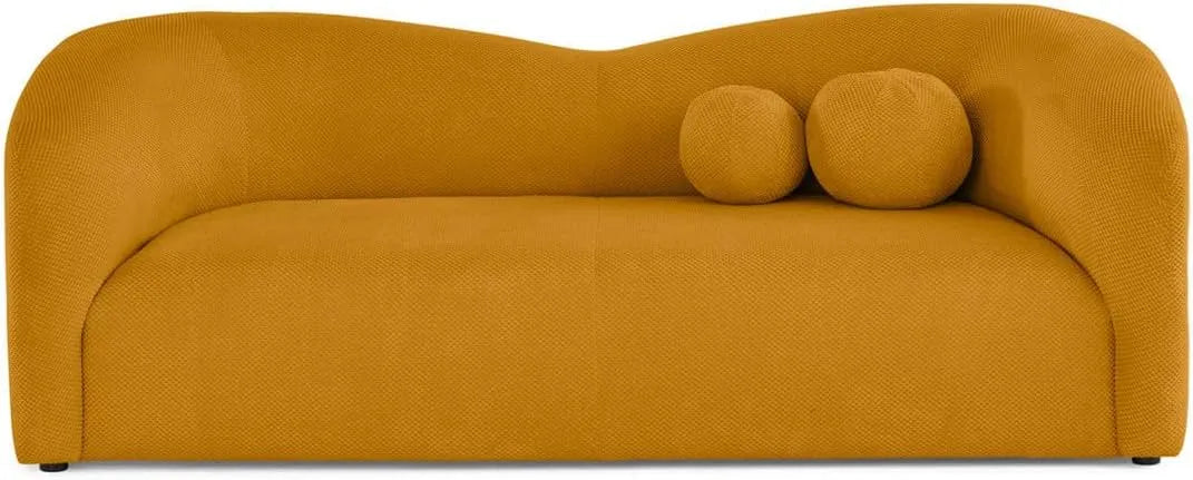 Canapé – Droit, 3 Places, jaune, revêtement en velours