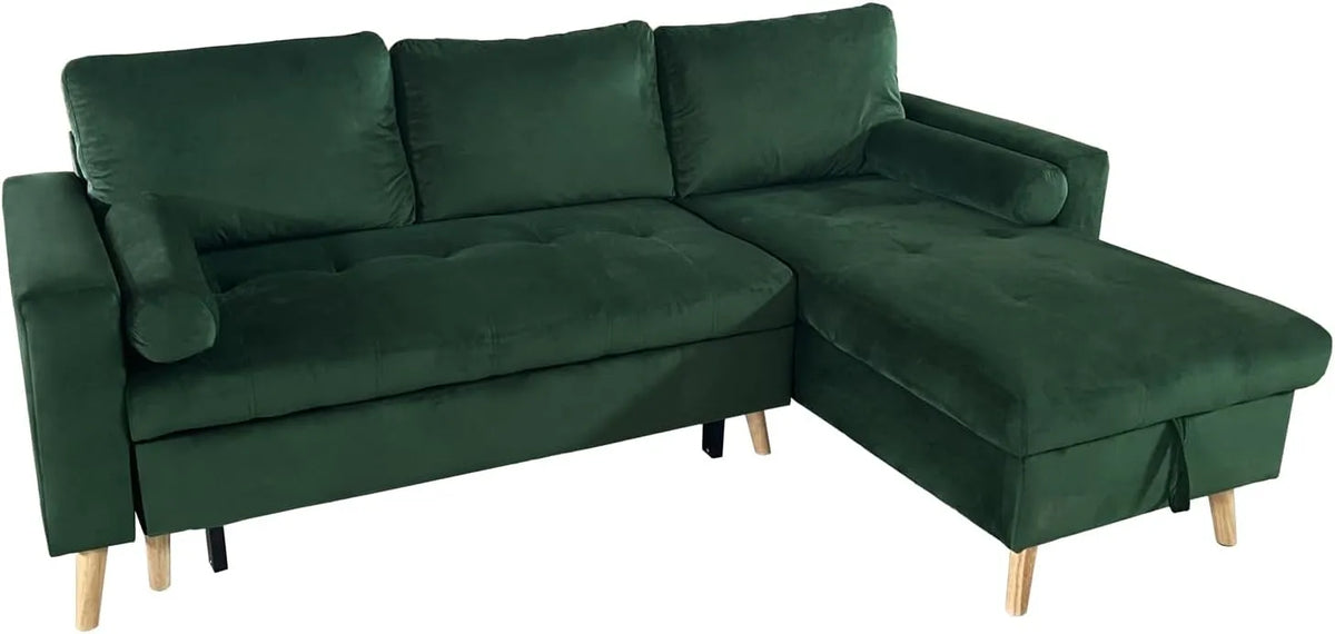 Canapé d'angle et canapé panoramique – réversible, avec rangement, convertible, 3 Places, avec rangement intégré, revêtement en velours