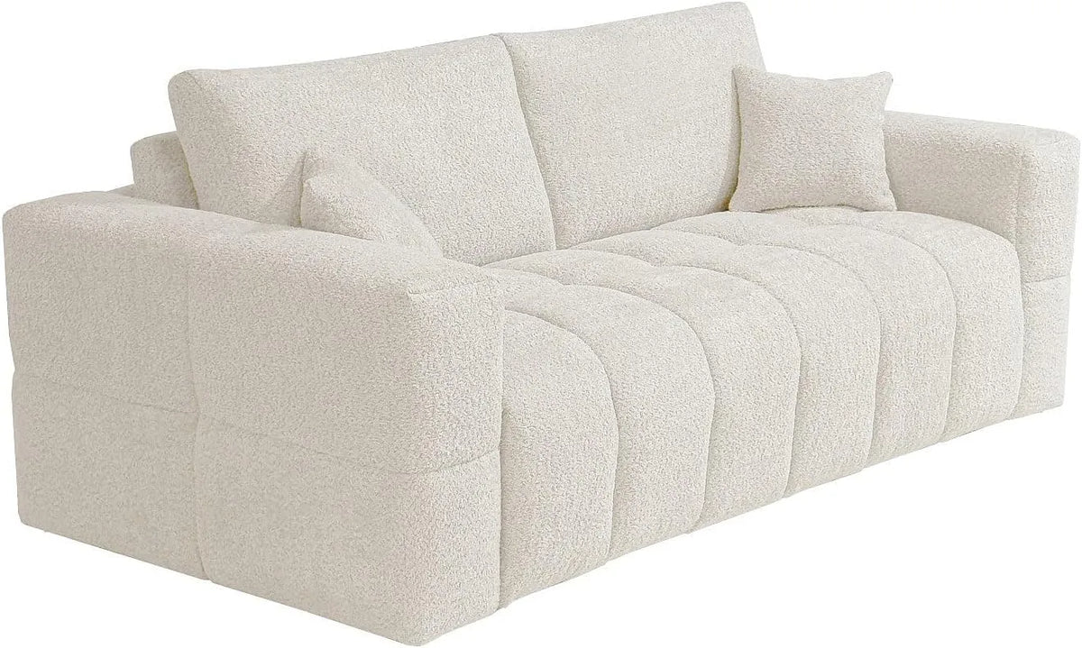 Canapé — ISSORO, revêtement en tissu, convertible, revêtement bouclé, 4 Places, 160 cm, 13 cm
