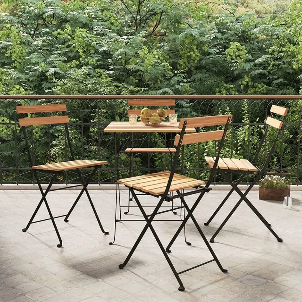Chaises de jardin – en bois, en acier, Lot de 4, 39 × 45 × 79 cm