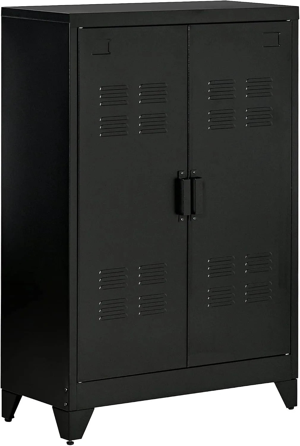 HOMCOM Armoire de rangement: en métal, avec rangement, avec Bibliothèque et étagère de rangements, avec dossier, 3 niveau ×, 2 portes, noir