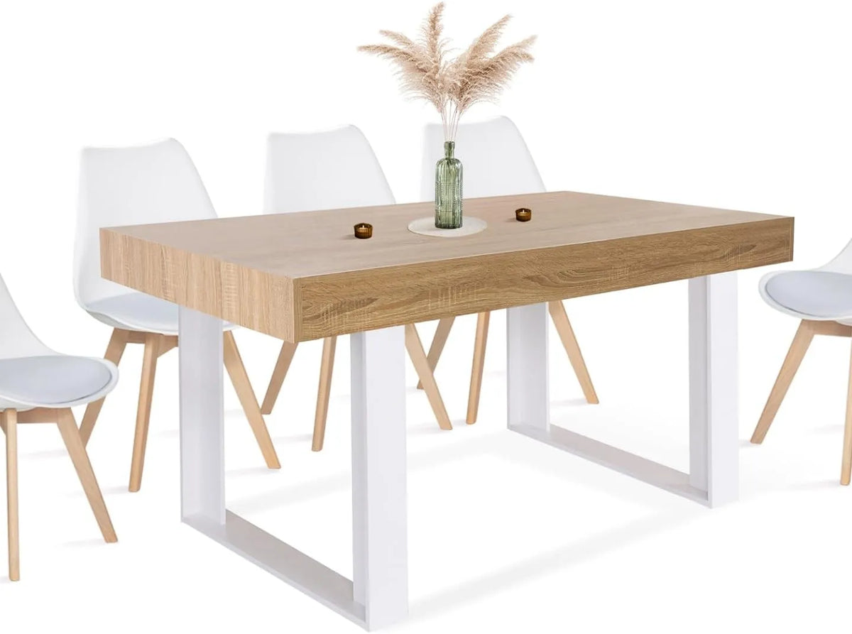 Table à manger et table de salle à manger – en bois, 160 cm, blanc