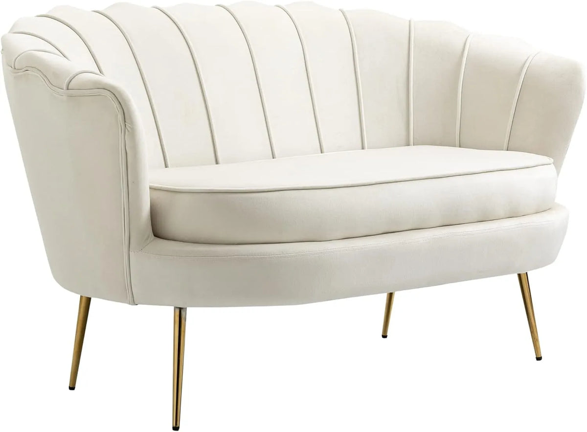 HOMCOM Canapé: en métal, revêtement en tissu, avec coussins, 2 Places, 10 cm, doré, revêtement en velours
