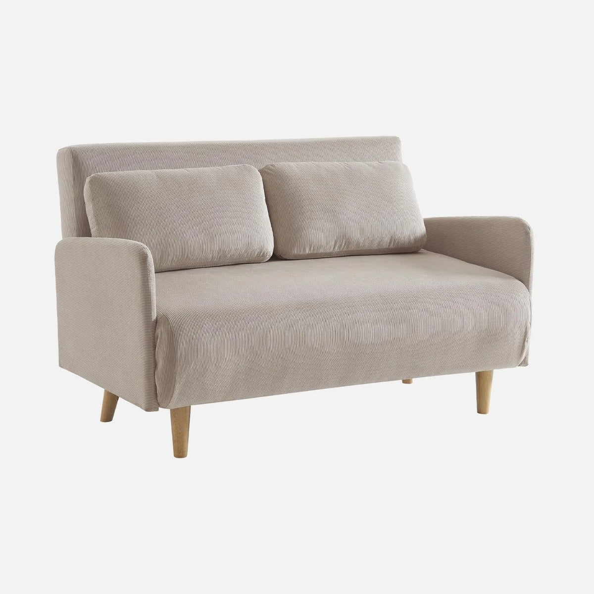 Canapé – en velours côtelé, en bois, convertible, avec dossier, 2 Places, beige, inclinable