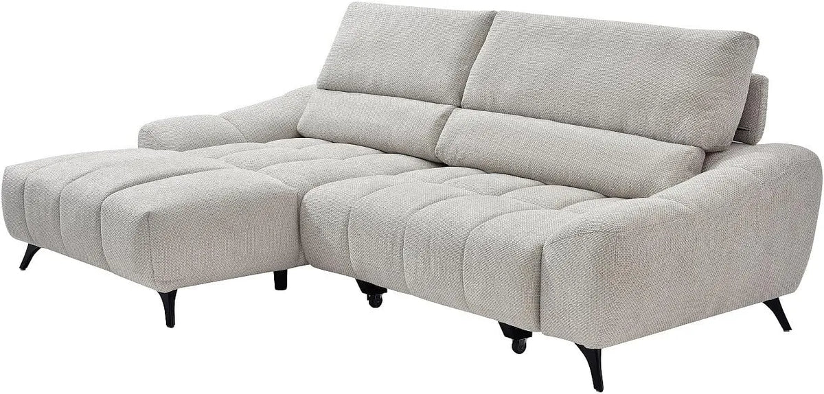 Canapé d'angle et canapé panoramique – ELOSIA, angle gauche, revêtement en tissu, beige