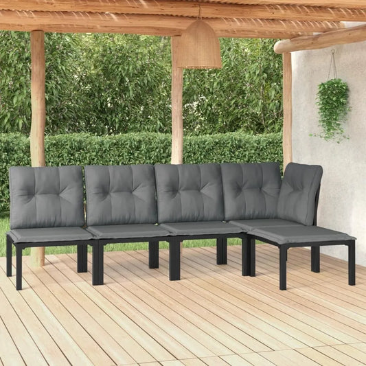 Salon de jardin et ensemble lounge: modulaire, avec coussins, résistant aux intempéries, 5 pièces, gris, en résine tressée