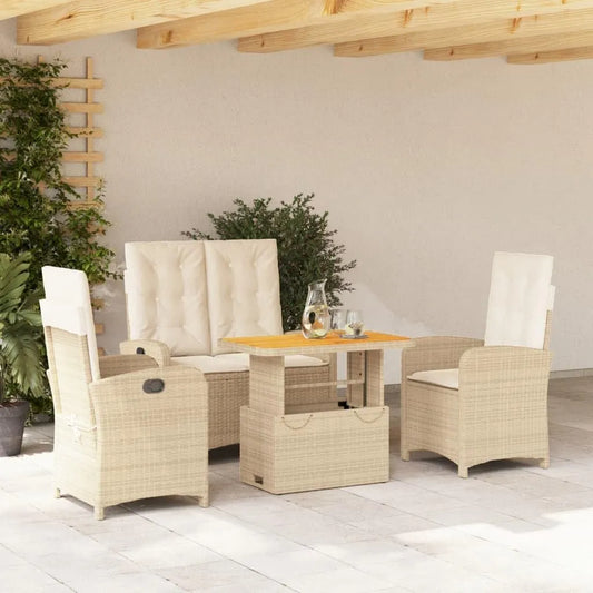 Salon de jardin et ensemble lounge: avec coussins, 4 pièces, beige