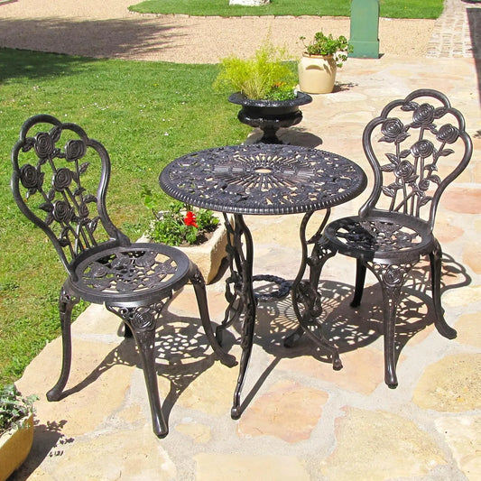Lazy Susan Ensemble de Meubles de Jardin Rond 2 Places – résistant aux intempéries, en aluminium, 3 Pièces