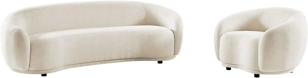 Canapé — BOVANA, revêtement en tissu, revêtement bouclé, 3 Places, blanc
