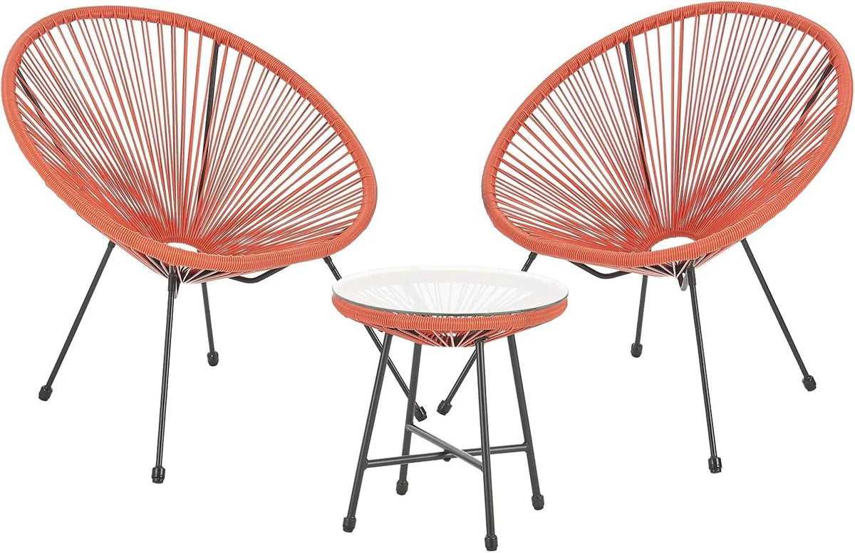 Bali Mobilier de balcon 3 pièces en polyrotin Ensemble salon – orange