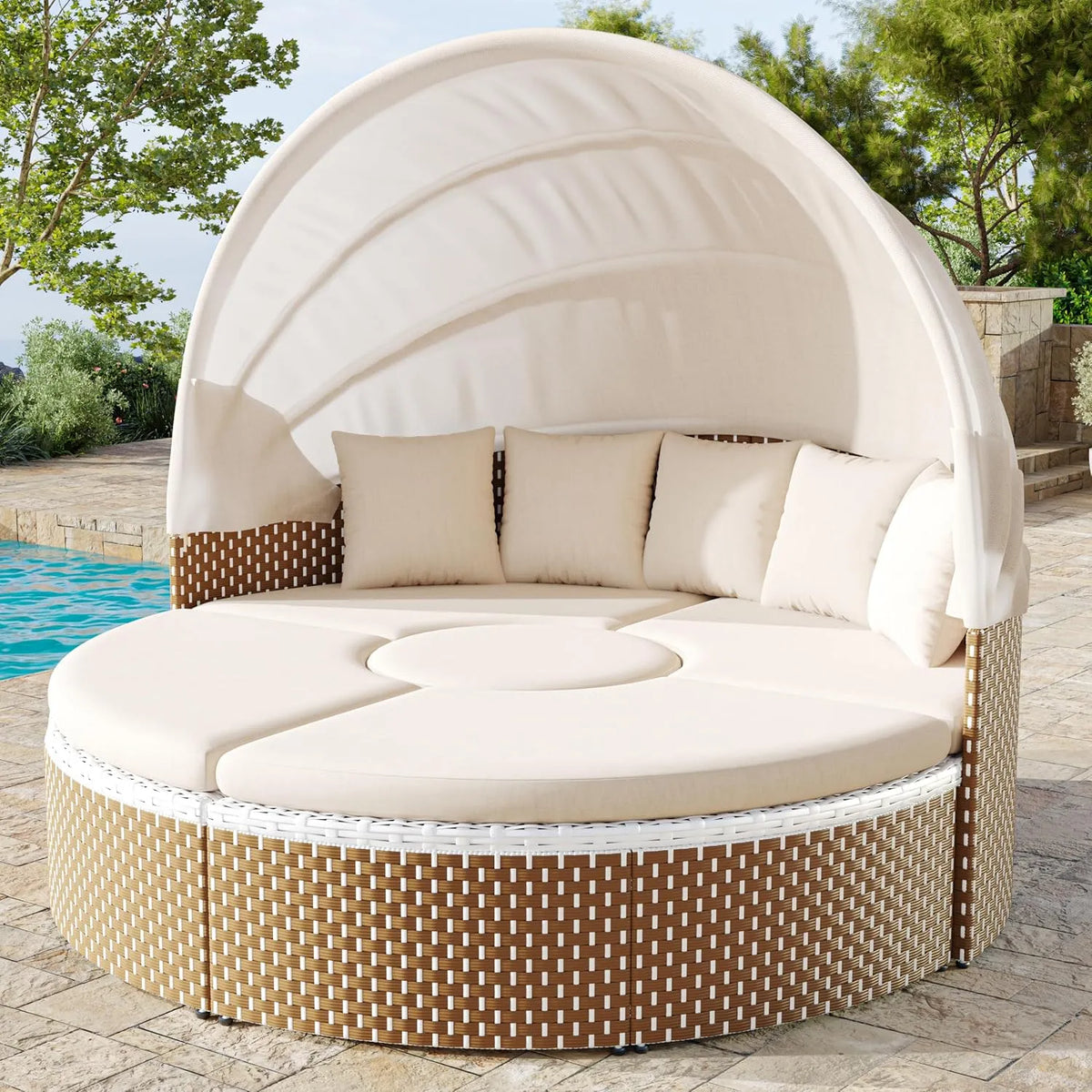 Chaises de jardin: beige, extensible, en résine tressée