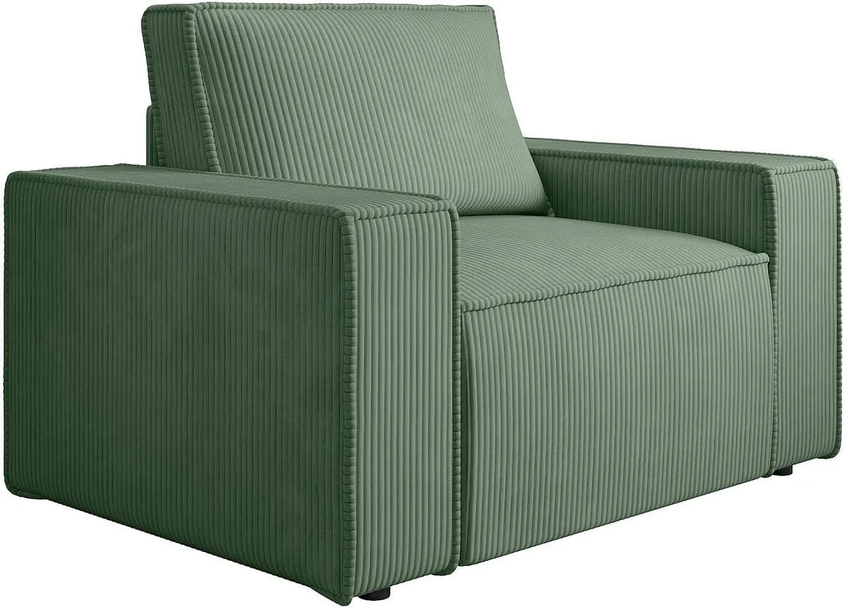 Fauteuil et chaise rembourrée — Amelia, en velours côtelé