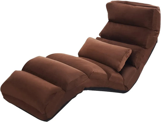 Canapé – avec dossier, avec coussins, pliable, réglable, 5 Niveau ×, 175 × 55 × 20CM, marron, inclinable