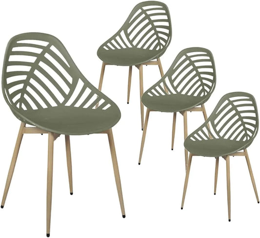 Chaises de jardin — en plastique, en métal, Lot de 4, vert