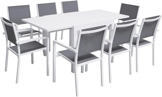 Salon de jardin et ensemble lounge: en aluminium, 8 Places, gris, extensible