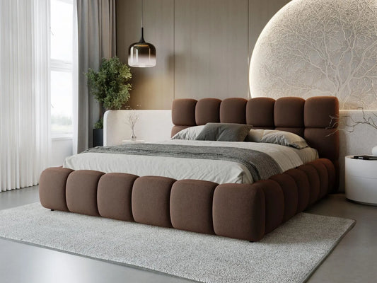 Lit Modo 180x200 — revêtement en tissu, avec rangement, 180 × 200, marron, avec rangement intégré, revêtement en velours