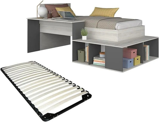 Bureau et table informatique — RIGALI, pour enfant, avec rangement, avec bureau, 90 × 200 cm, anthracite