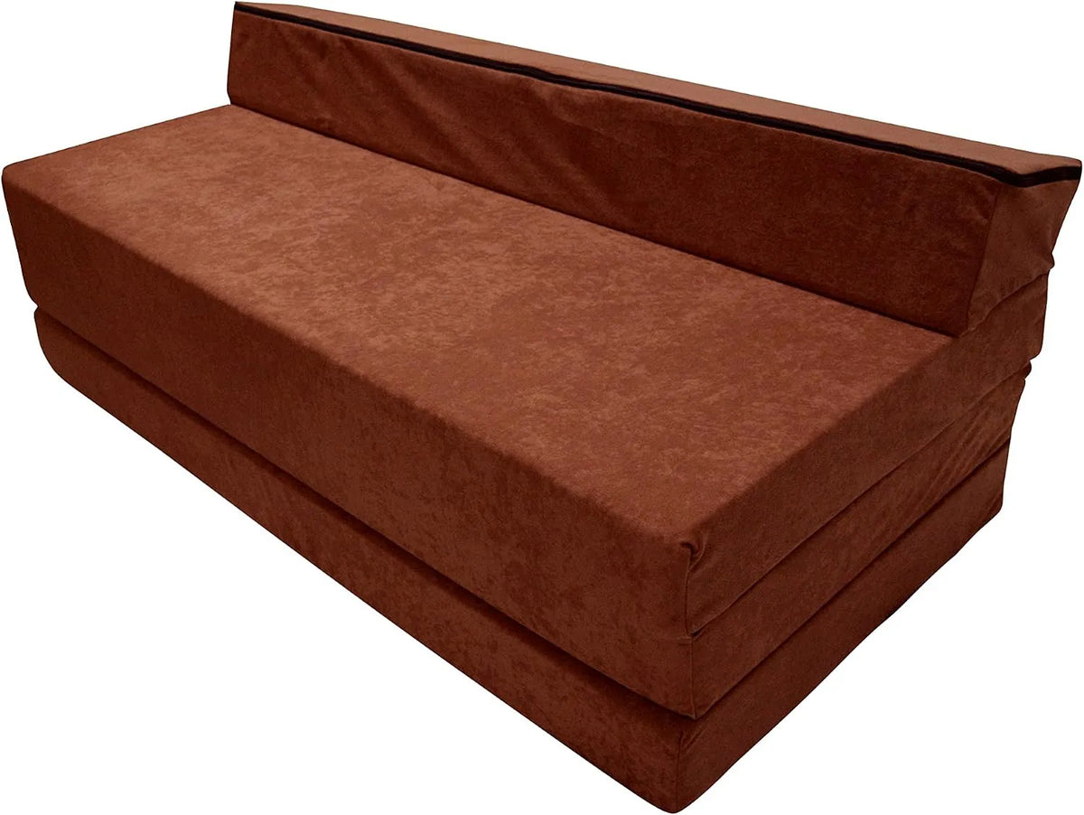 Matelas – rembourrage en mousse, format compact, convertible, pliable, 200×120×10 cm, marron