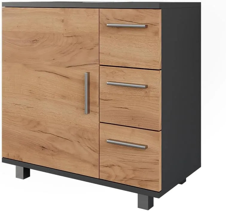 Vicco Meuble sous Vasque Ilias – avec tiroirs, 3 tiroirs, 60.2 × 60.8cm, anthracite