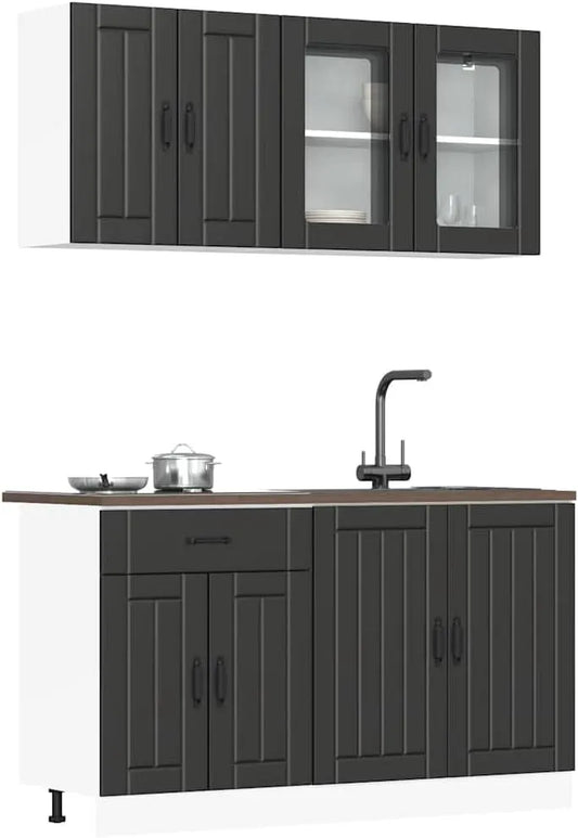 Armoire de rangement — en bois, avec rangement, 4 pièces, 81.35KG, noir