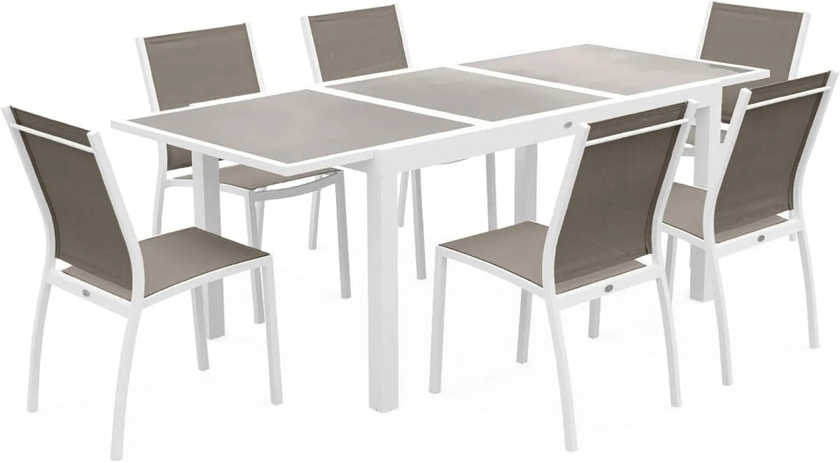 Chaise – en aluminium, 210cm, beige, extensible