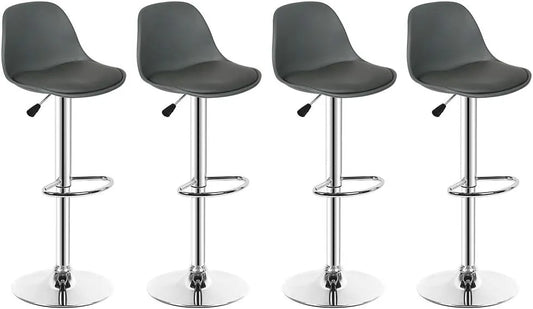 Lot de 4 Tabouret de bar et siège de comptoir Karl Design-Tabouret de Bar – en cuir PU, pivotant, réglable, gris