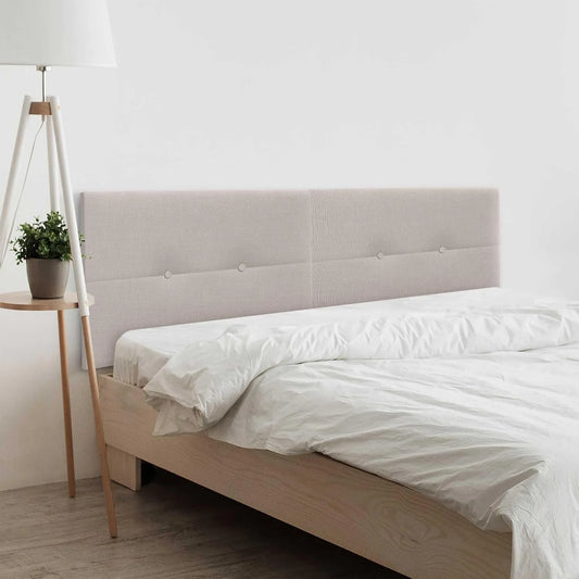 Tête de lit tapissée en lin naturel avec boutons — à motifs, 180 cm