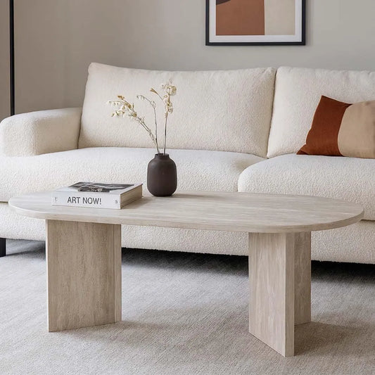 Table Basse 120 cm Style Travertin par Milton & Oldbrook