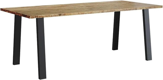 Grande table à manger en bois d'acacia massif, style industriel, pour 4 personnes